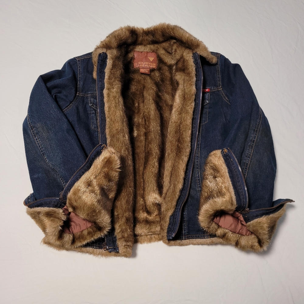 Guess fur jean jacket